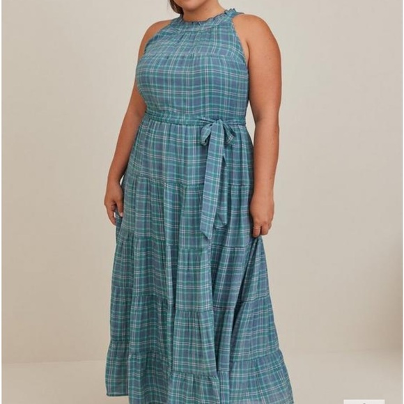 Torrid plaid Maxi Lindsay Hi-Low Tiered Dress 4X 26 long dress sun dress - Picture 1 of 5